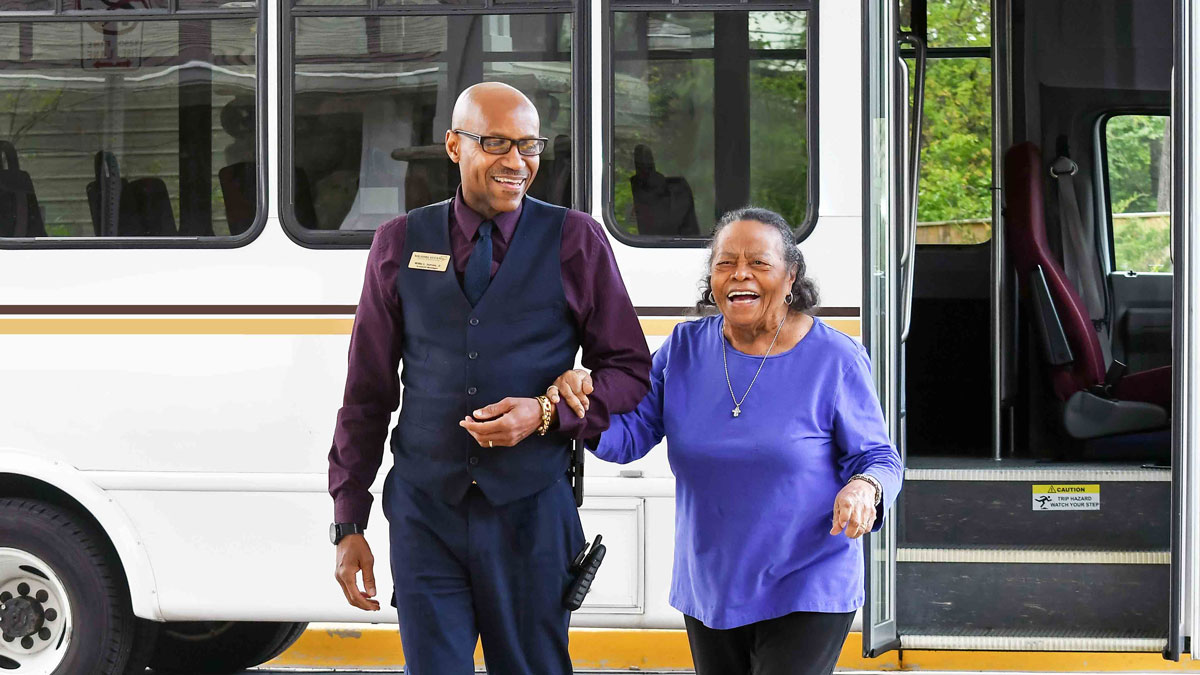 The Glenmoore community bus providing resident transportation