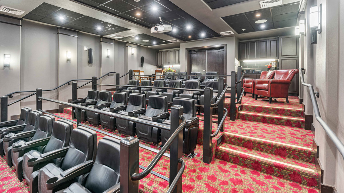 The theater room at Glenmoore